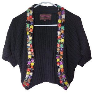 Adieu Philip Jane Gordon Sweater Medium Bolero Black Stone Decorated Trim